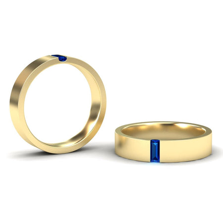 Blue Sapphire 4.5mm Men's Band Wedding Ring - Hudson