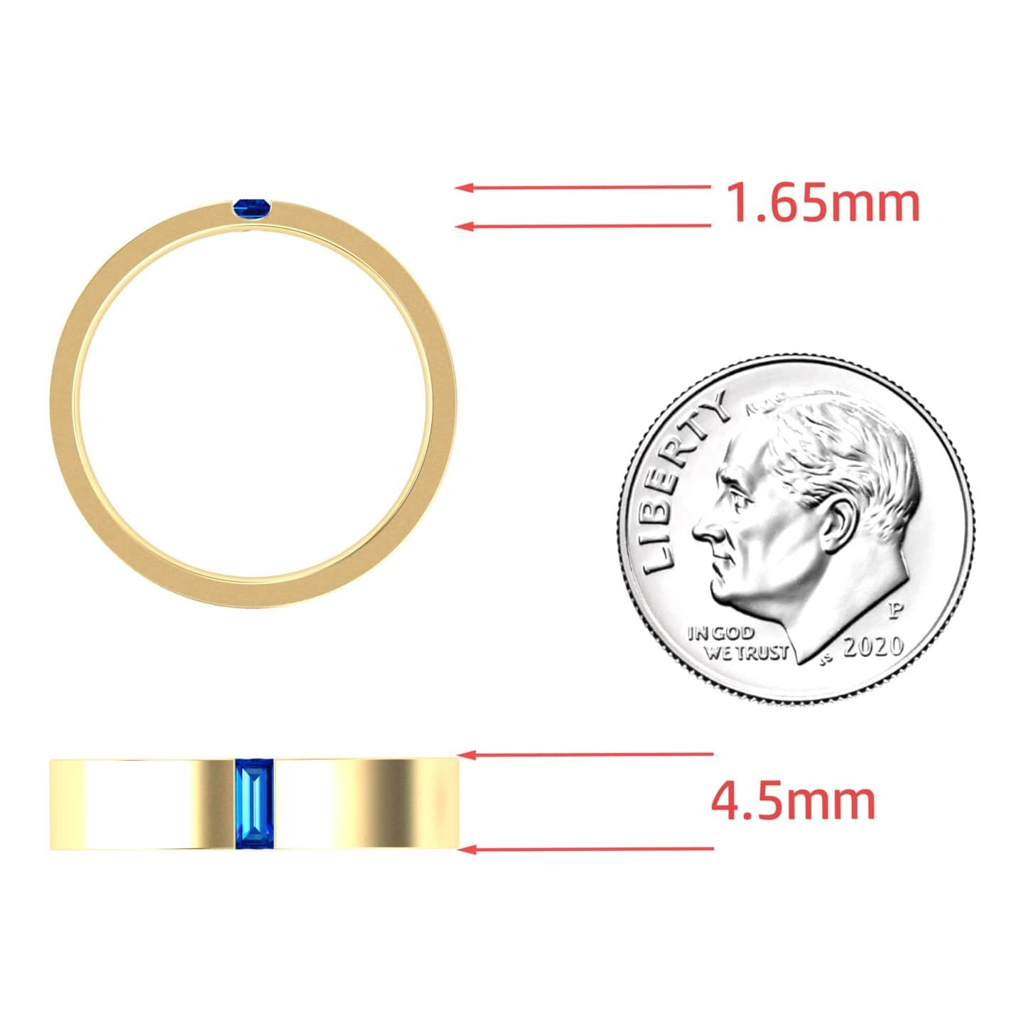 Blue Sapphire 4.5mm Men's Band Wedding Ring - Hudson