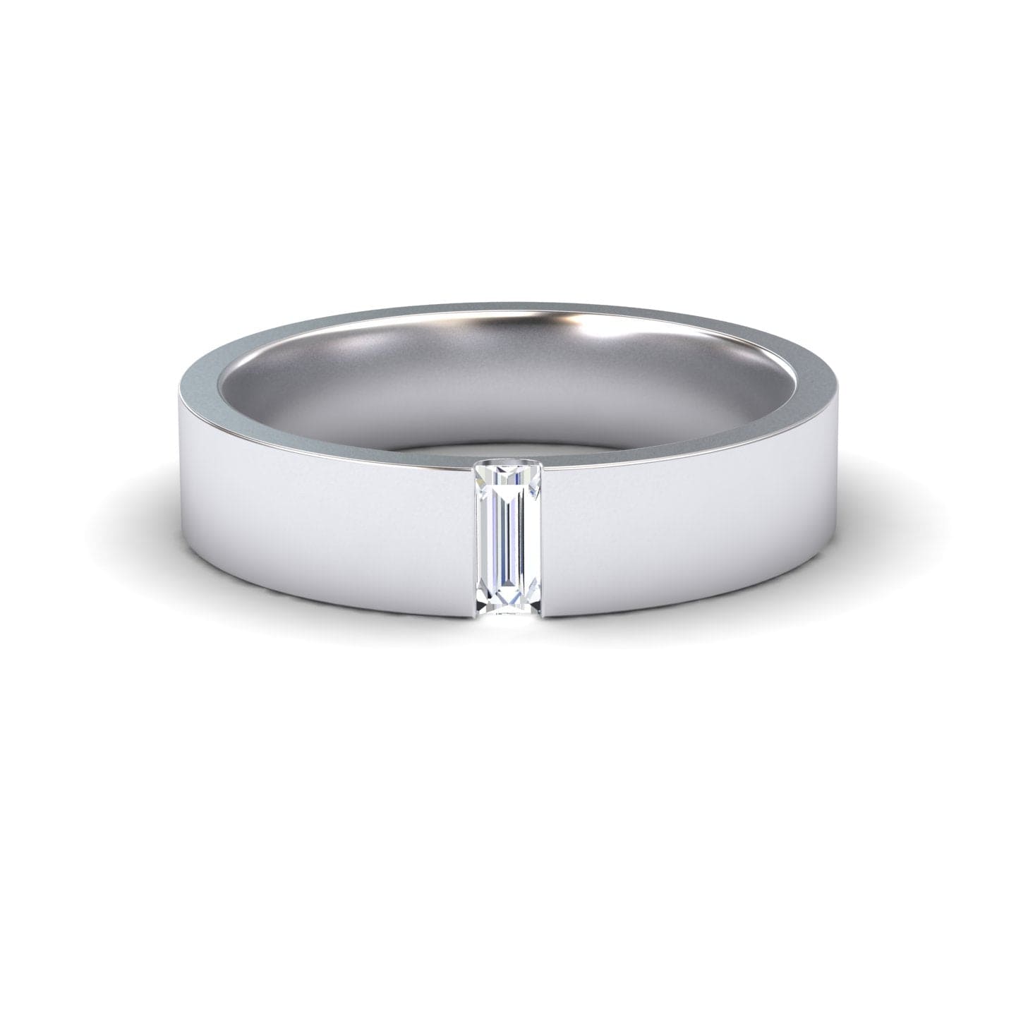 White Diamond 4.5mm Men's Band Wedding Ring - Hudson