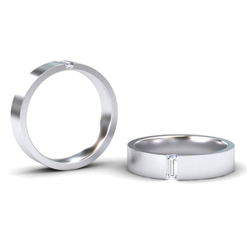 White Diamond 4.5mm Men's Band Wedding Ring - Hudson