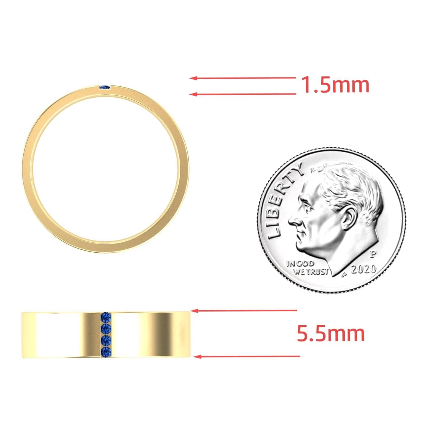 Men's 5.5mm Blue Sapphire Wedding Ring - Chase