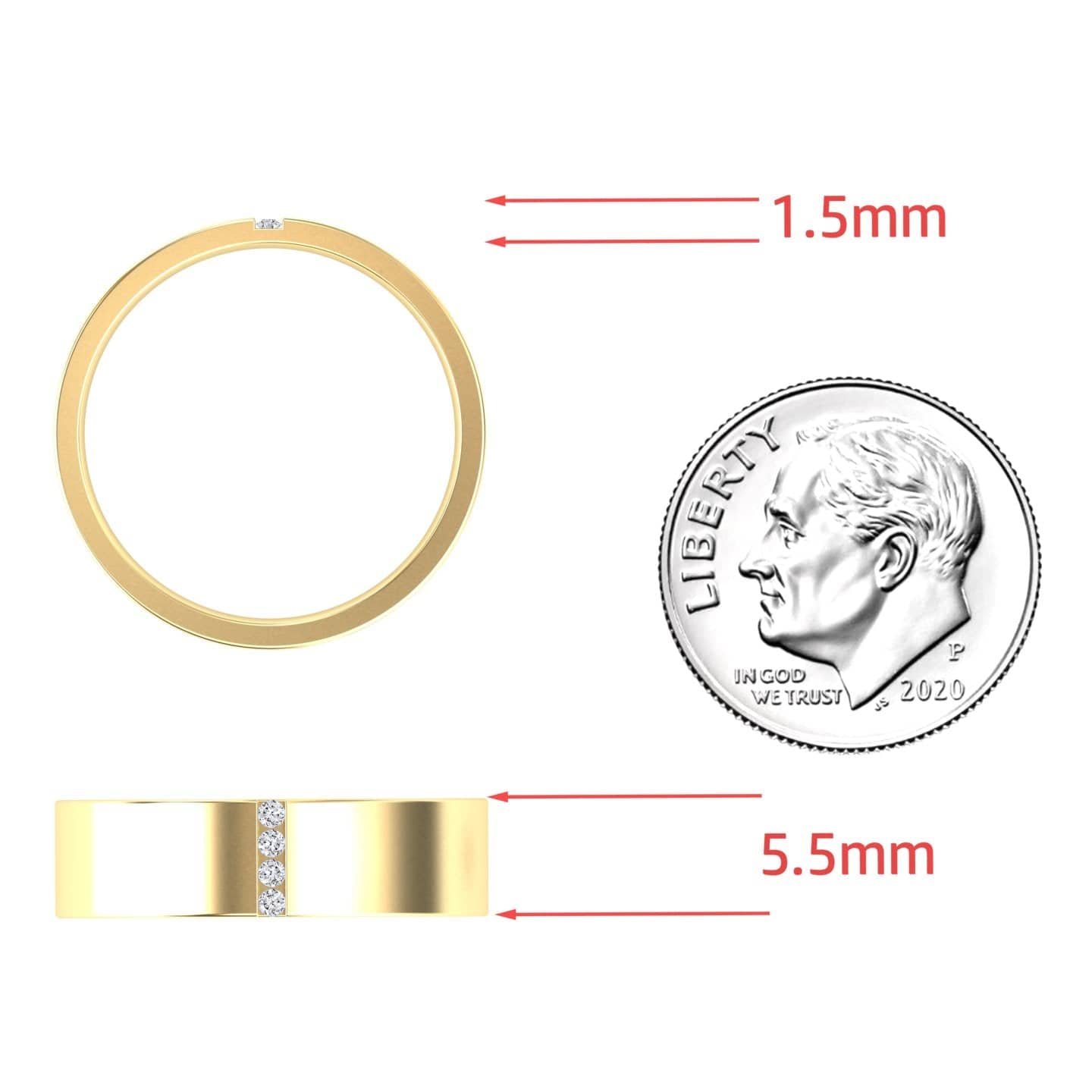 Men's 5.5mm White Diamond Wedding Ring - Chase