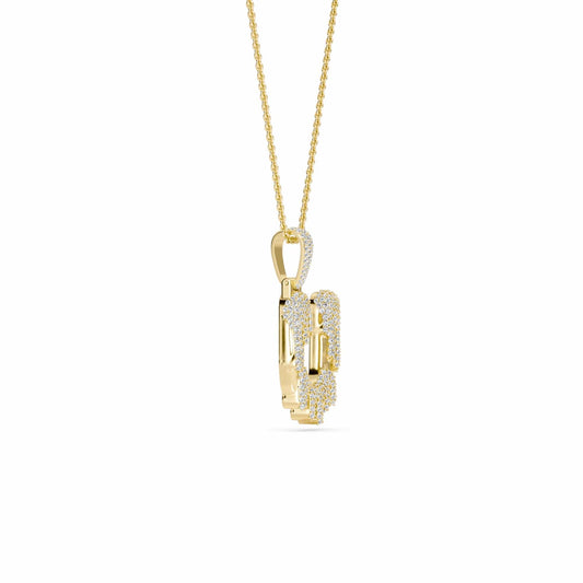 U Initial Dripping Diamond Pendant Necklace - Umar