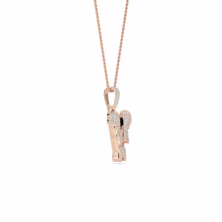 V Initial Dripping Diamond Pendant Necklace - Viktor