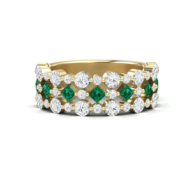 Emerald & Diamond Lace Band Ring