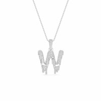 W Initial Dripping Diamond Pendant Necklace - Wei