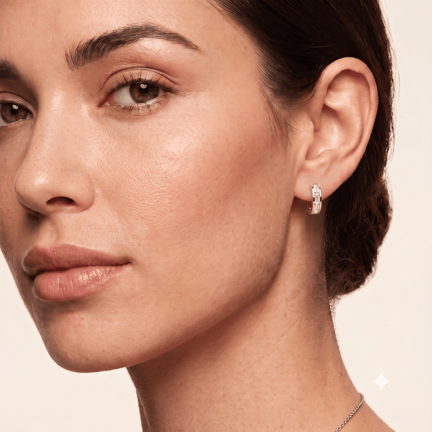 Diamond Channel-Set Baguette Hoop Earrings - Vera