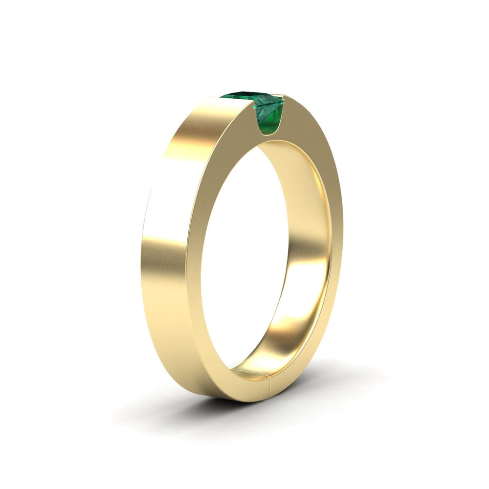 0.33-carat Emerald Solitaire Men's Band in 14K Yellow gold, Xiuling style, side view