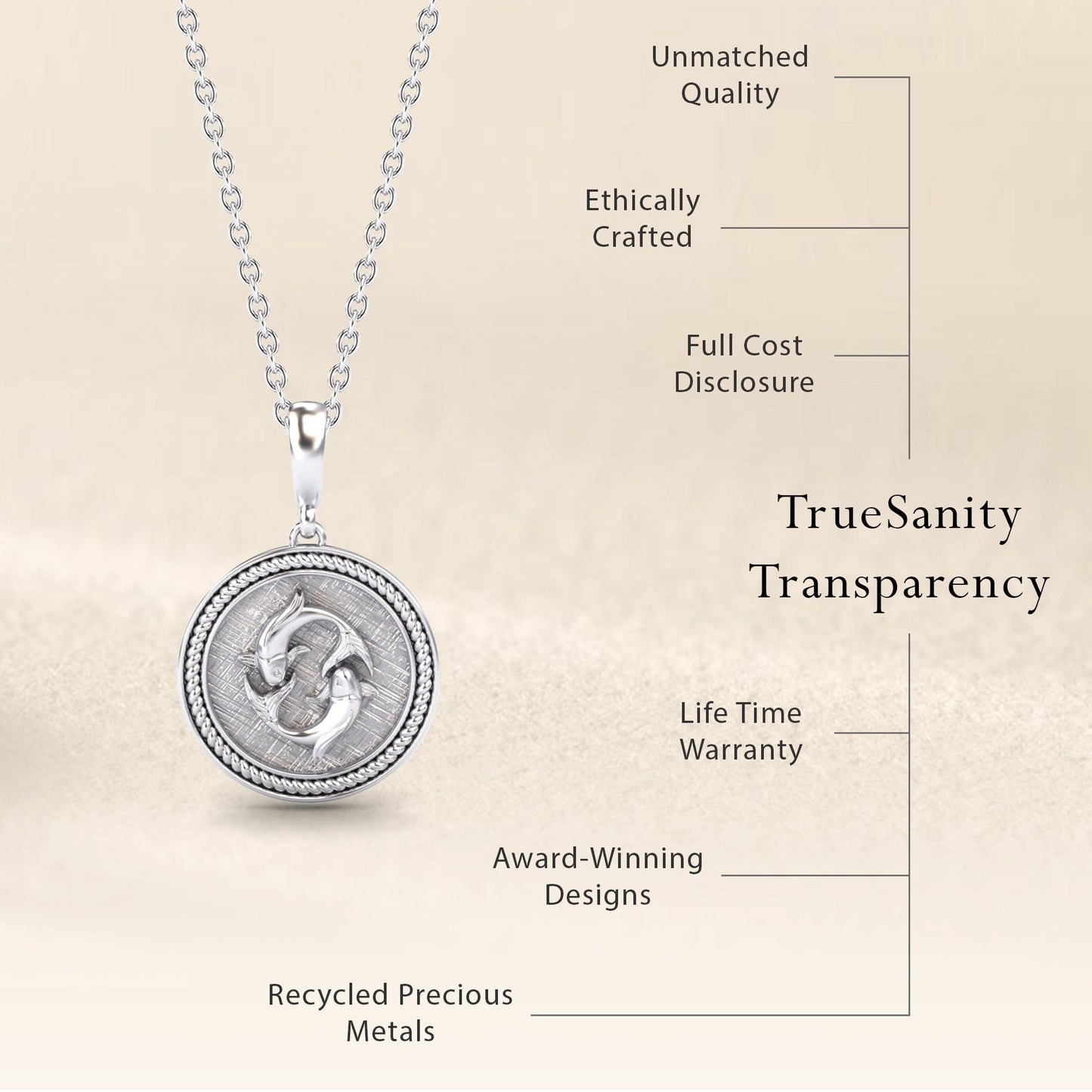 Pisces Zodiac Medallion Necklace - Reina