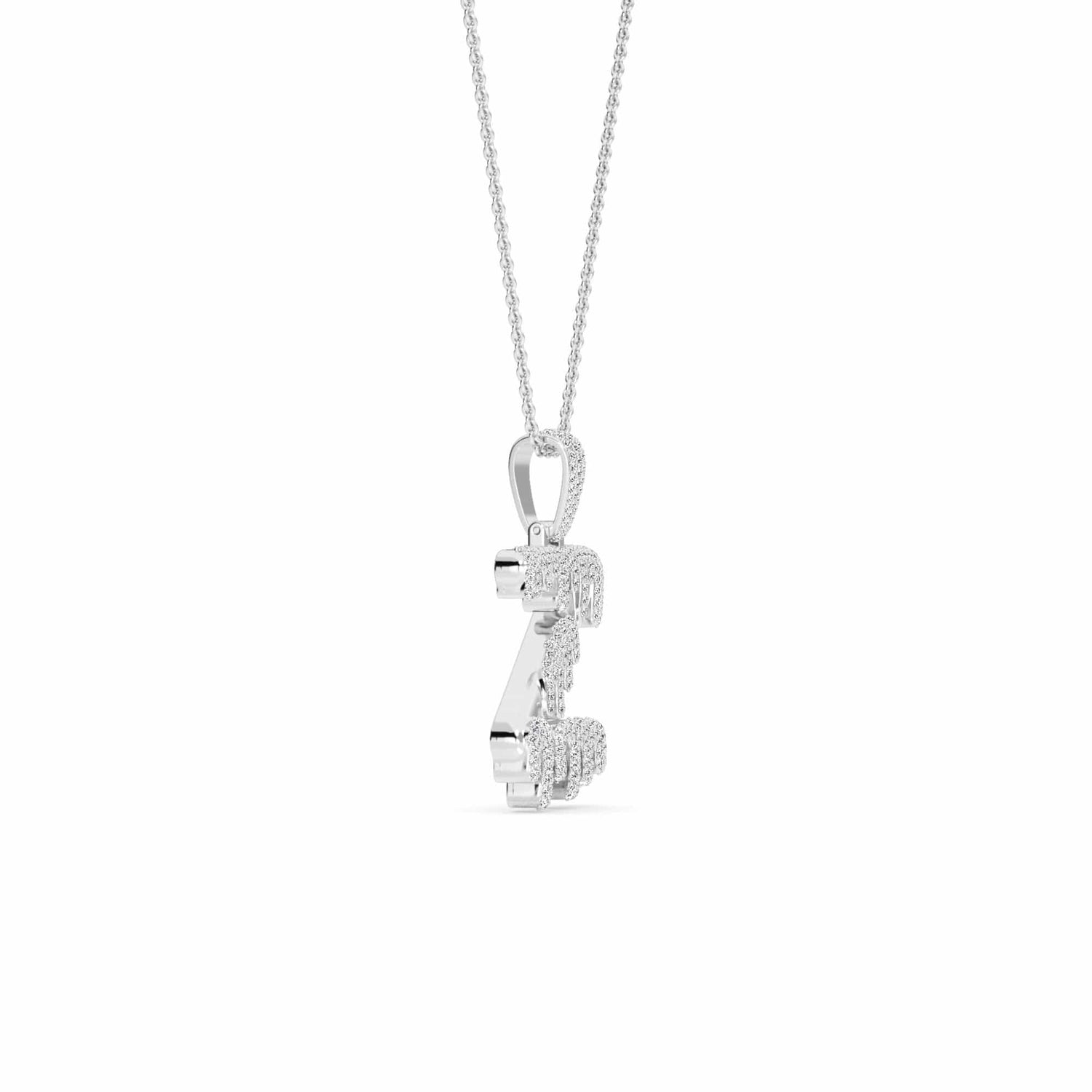 Z Initial Dripping Diamond Pendant Necklace - Zhu