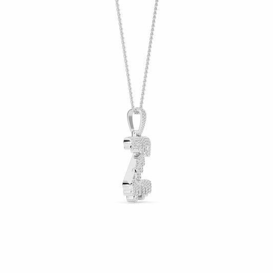 Z Initial Dripping Diamond Pendant Necklace - Zhu