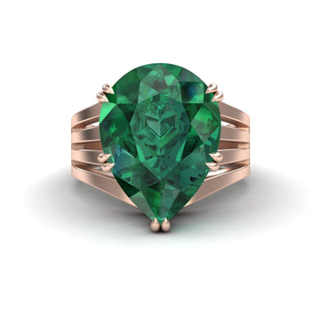 5.1-carat Lab Grown Emerald & Diamond Regal Ring in 14K rose gold, Anna style, front view