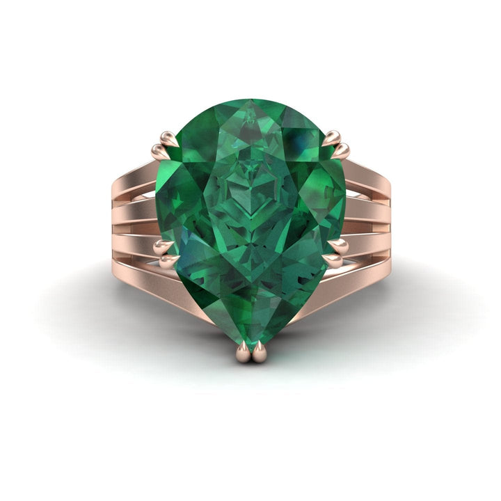 5.1-carat Lab Grown Emerald & Diamond Regal Ring in 14K rose gold, Anna style, front view