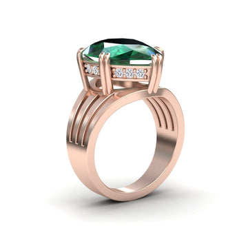 5.1-carat Lab Grown Emerald & Diamond Regal Ring in 14K rose gold, Anna style, side view