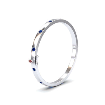 1.2-carat blue sapphire bezel set bracelet in 14K white gold, flavia style, side view