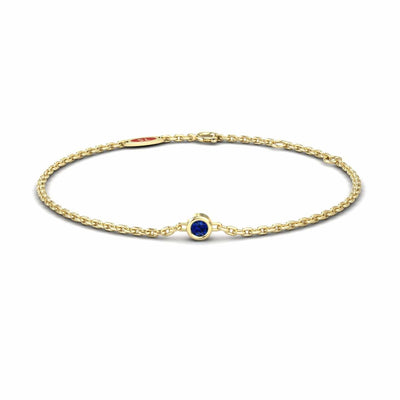 Blue Sapphire Bezel Set Chain Bracelet