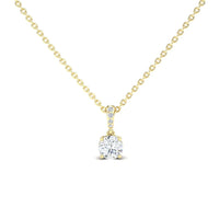 White Diamond Pave Bail Solitaire Necklace - Regina