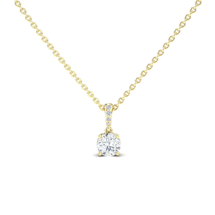 White Diamond Pave Bail Solitaire Necklace - Regina