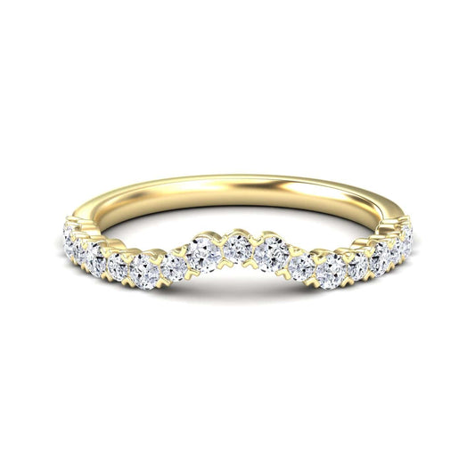 White Diamond Stackable Curved Wedding Ring - Shaina
