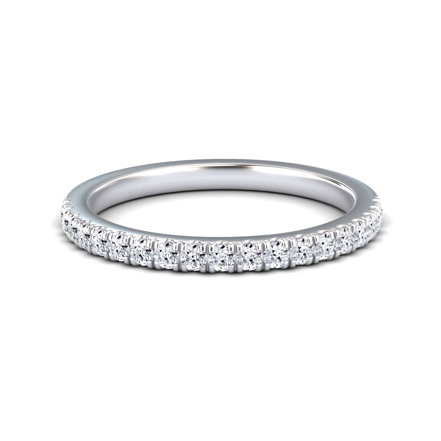 White Diamond Pave Set Half Eternity Wedding Band - Baozhen