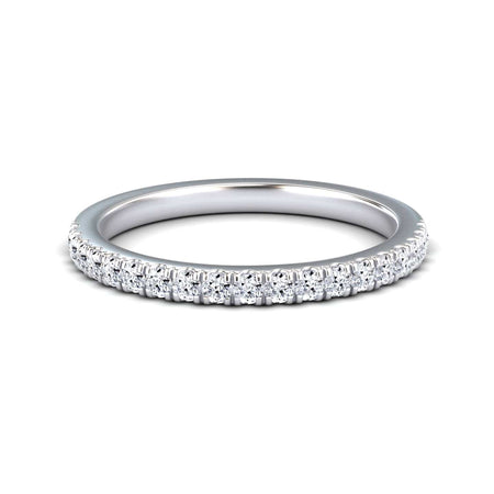 White Diamond Pave Set Half Eternity Wedding Band - Baozhen