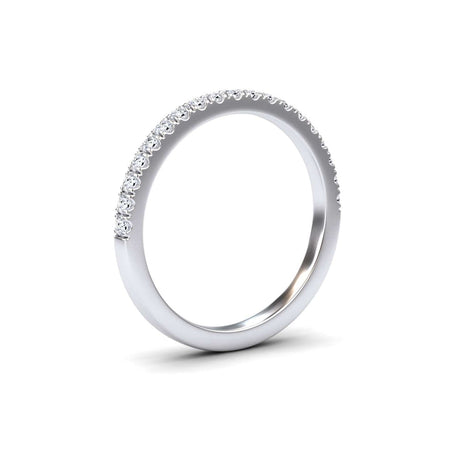 White Diamond Pave Set Half Eternity Wedding Band - Baozhen