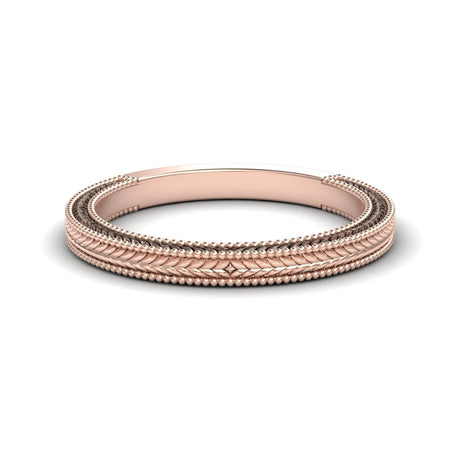 White Diamond Vintage Milgrain Braided Wedding Band - Graciela