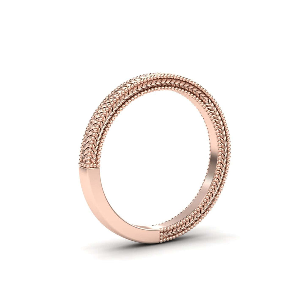 White Diamond Vintage Milgrain Braided Wedding Band - Graciela