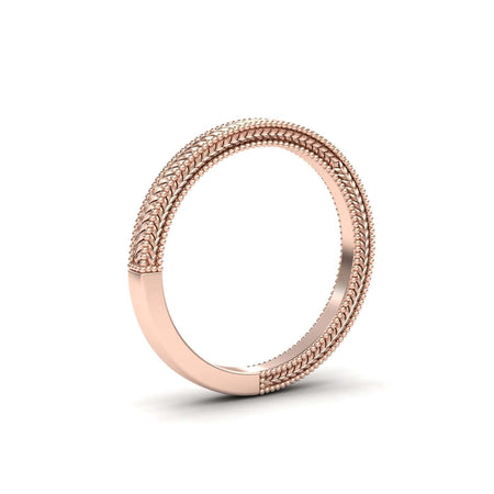 White Diamond Vintage Milgrain Braided Wedding Band - Graciela