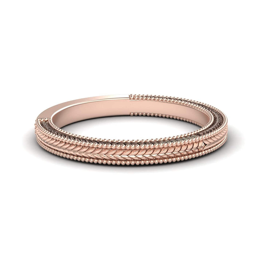 White Diamond Vintage Milgrain Braided Wedding Band - Graciela