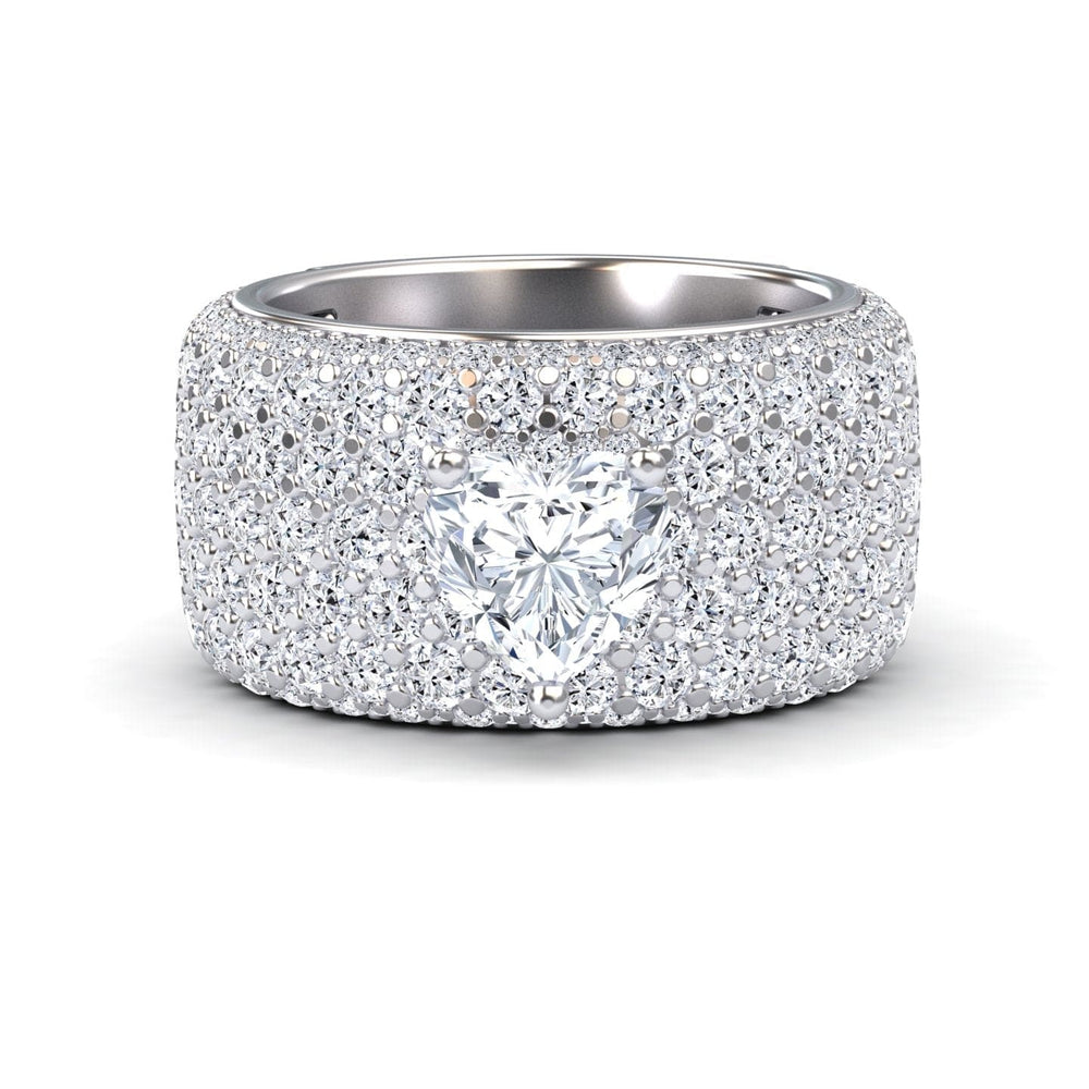White Diamond Pave Dome Statement Engagement Ring