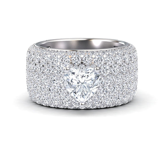 White Diamond Pave Dome Statement Engagement Ring - Valeria