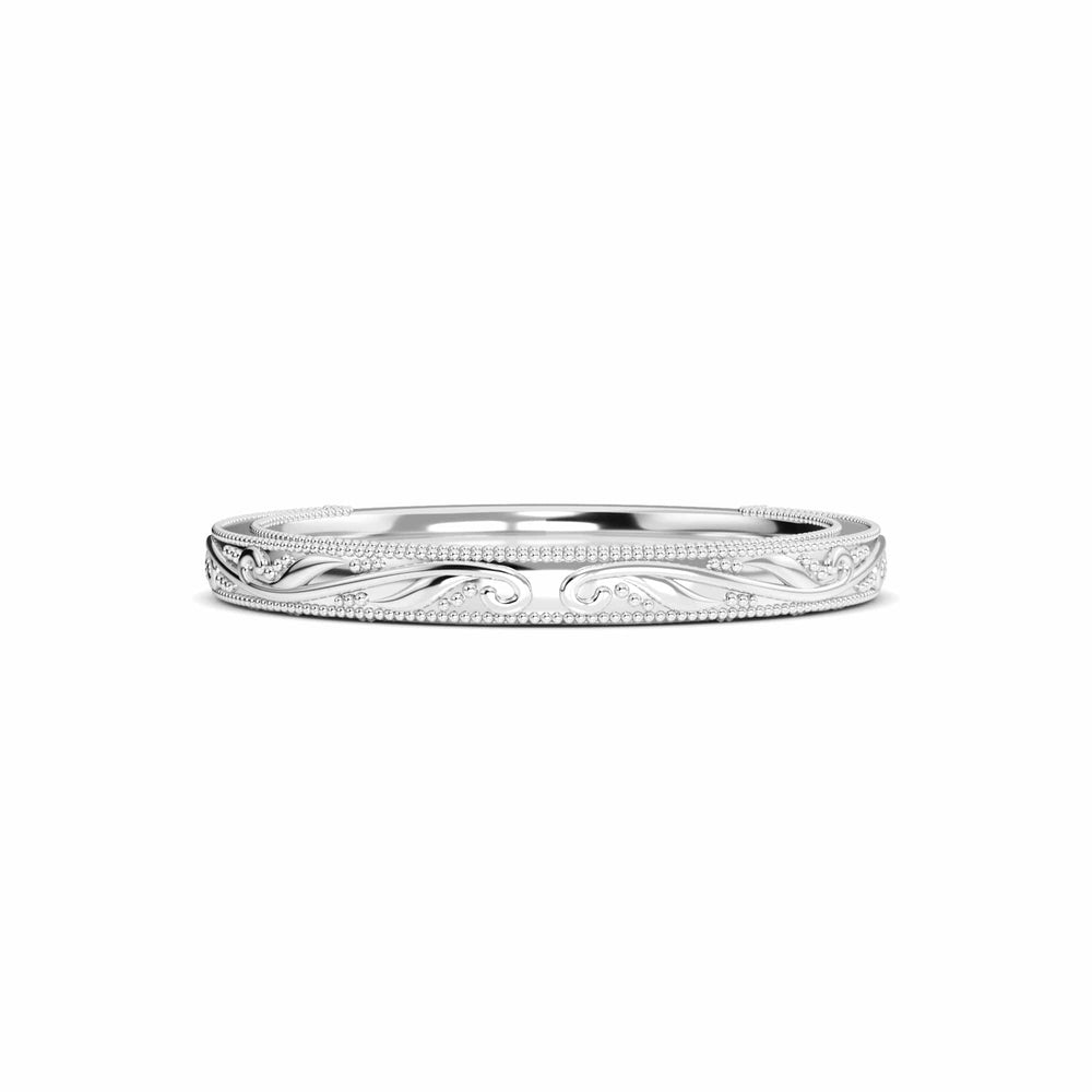 Vintage Milgrain Scroll Wedding Band with front view