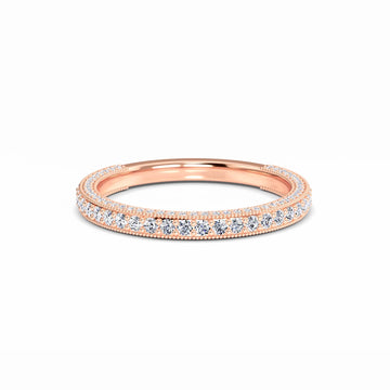 White Diamond Milgrain Accented Eternity Wedding Band - Selena