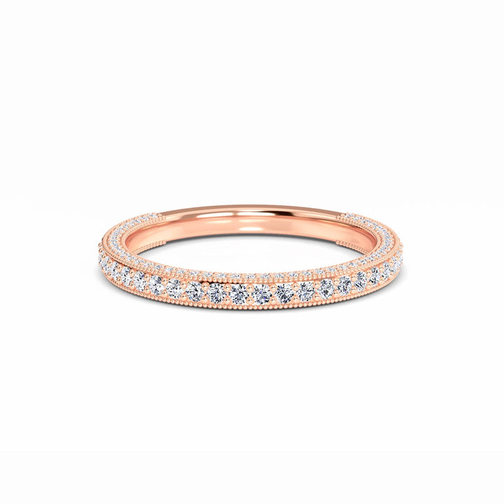 White Diamond Milgrain Accented Eternity Wedding Band - Selena