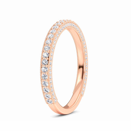 White Diamond Milgrain Accented Eternity Wedding Band - Selena