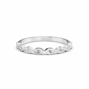 White Diamond Marquise Motif Milgrain Band - Mason