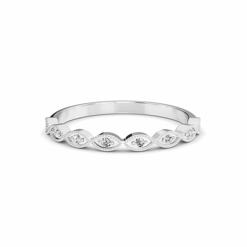 White Diamond Marquise Motif Milgrain Band - Mason