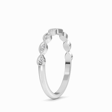 White Diamond Marquise Motif Milgrain Band - Mason