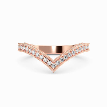 White Diamond Milgrain Edge Chevron Band - Amisha