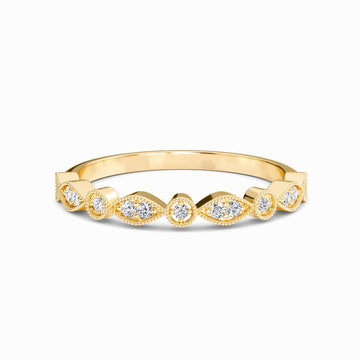 White Diamond Vintage Milgrain Band - Delaney