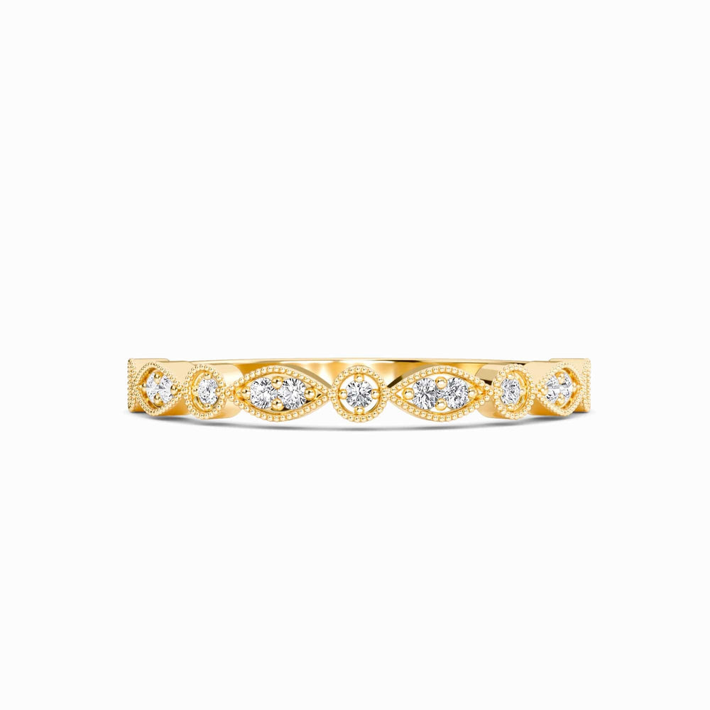 White Diamond Vintage Milgrain Band - Delaney