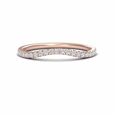 White Diamond Curved Pave Contour Wedding Band