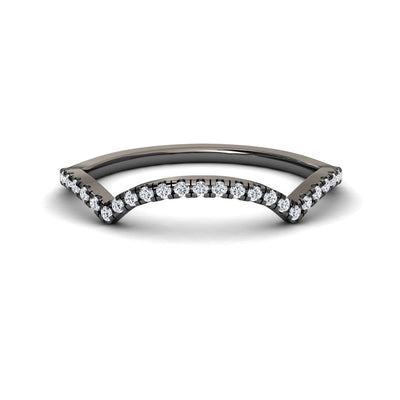 White Diamond Chevron Contour Wedding Band