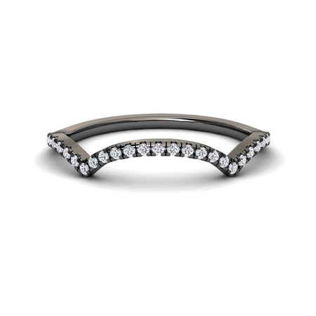 White Diamond Chevron Contour Wedding Band - Lorena