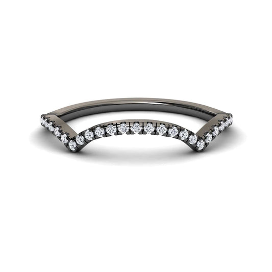 White Diamond Chevron Contour Wedding Band - Lorena