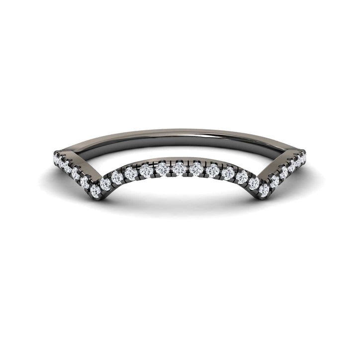 White Diamond Chevron Contour Wedding Band - Lorena