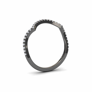 White Diamond Chevron Contour Wedding Band - Lorena