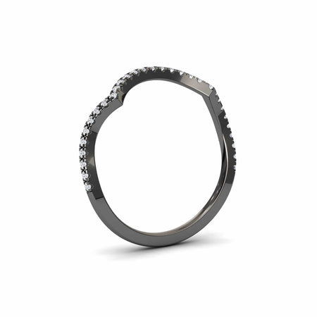 White Diamond Chevron Contour Wedding Band - Lorena