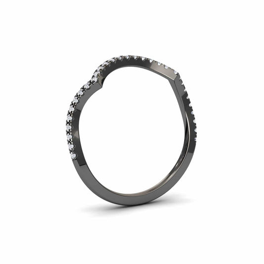 White Diamond Chevron Contour Wedding Band - Lorena